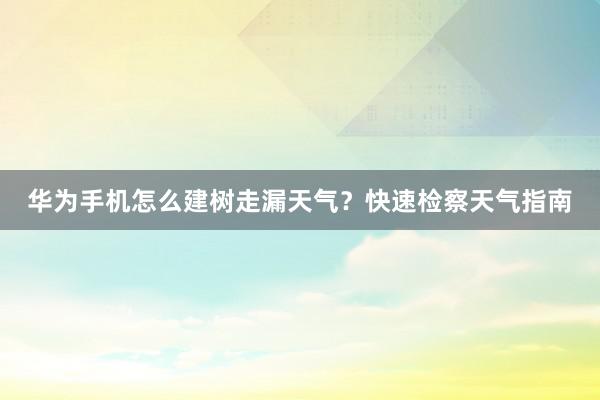 华为手机怎么建树走漏天气？快速检察天气指南